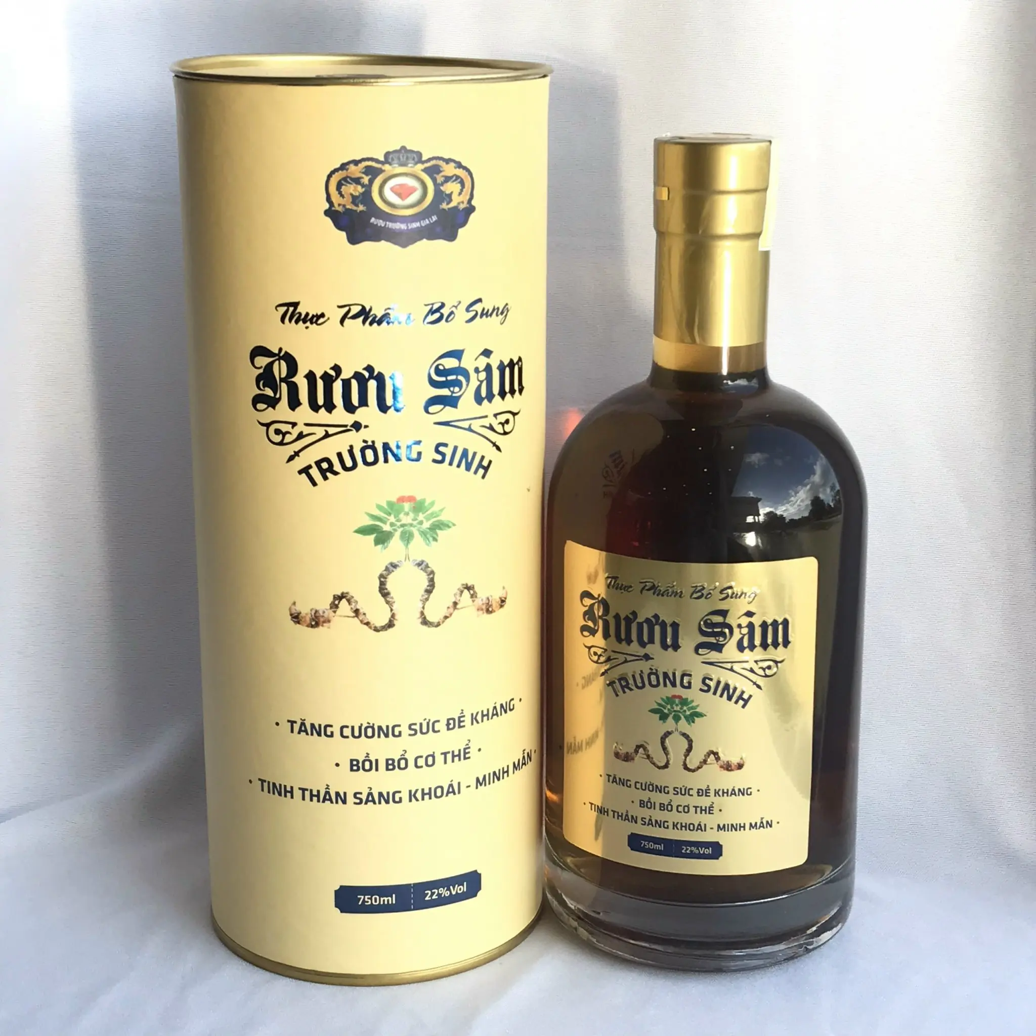 Truong Sinh Ginseng Whisky Bottle With Alcoholic Beverage Grains And Herbs Blended Ngoc Linh ginseng
