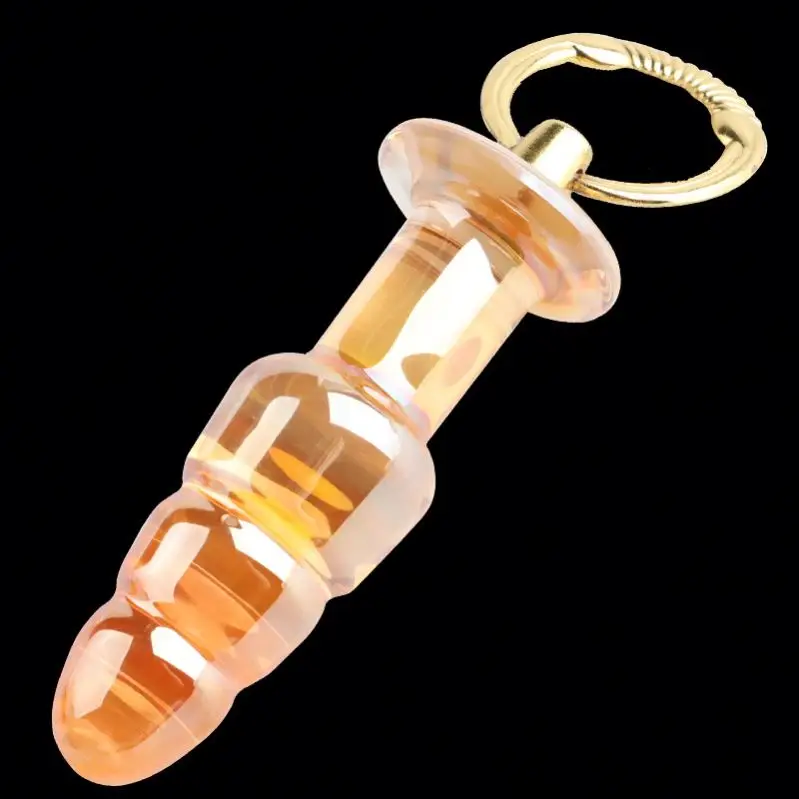 Wholesale crystal glass dildo pyrex anal bead plug sex toys for women