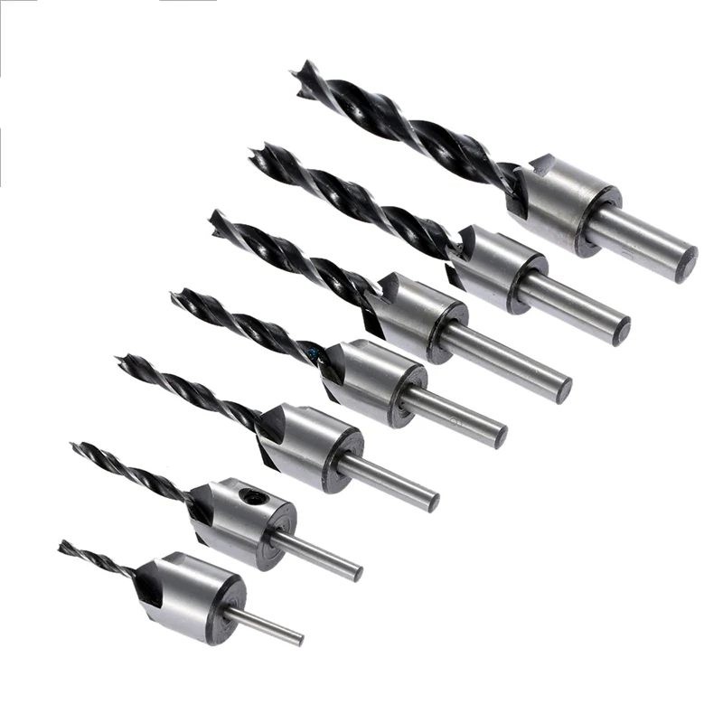 
Hss 5 Flutes Chamfer Tool Woodworking Universal Tct Countersink Drill Bit Set 