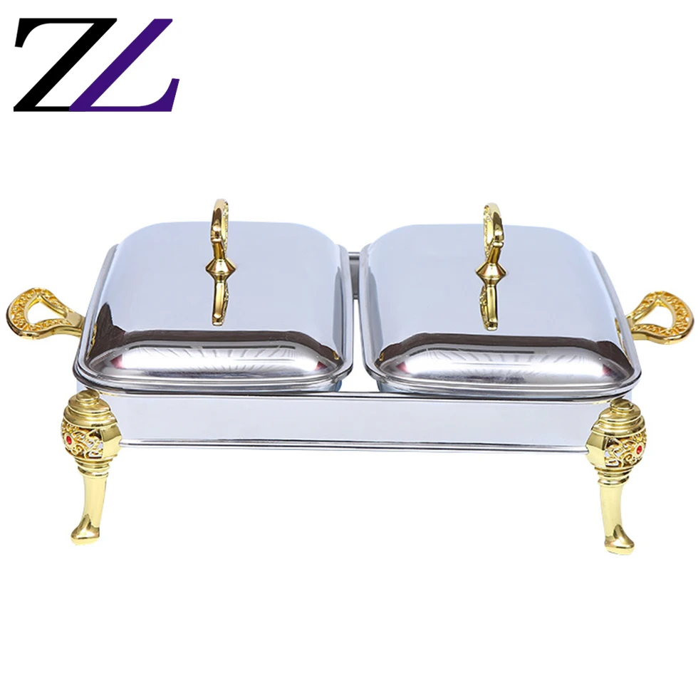 Restaurant multi 2 in 1 two cooker keep food warm display pans cooking mini hot pots food warmer steamed fire roast fish pot