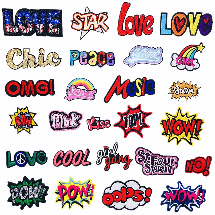 WOW COOL OHYEAH Patches Cute Animal Embroidery For T-Shirt Iron On Child Kids Appliques Clothes Jeans Stickers Badges POW LOOK