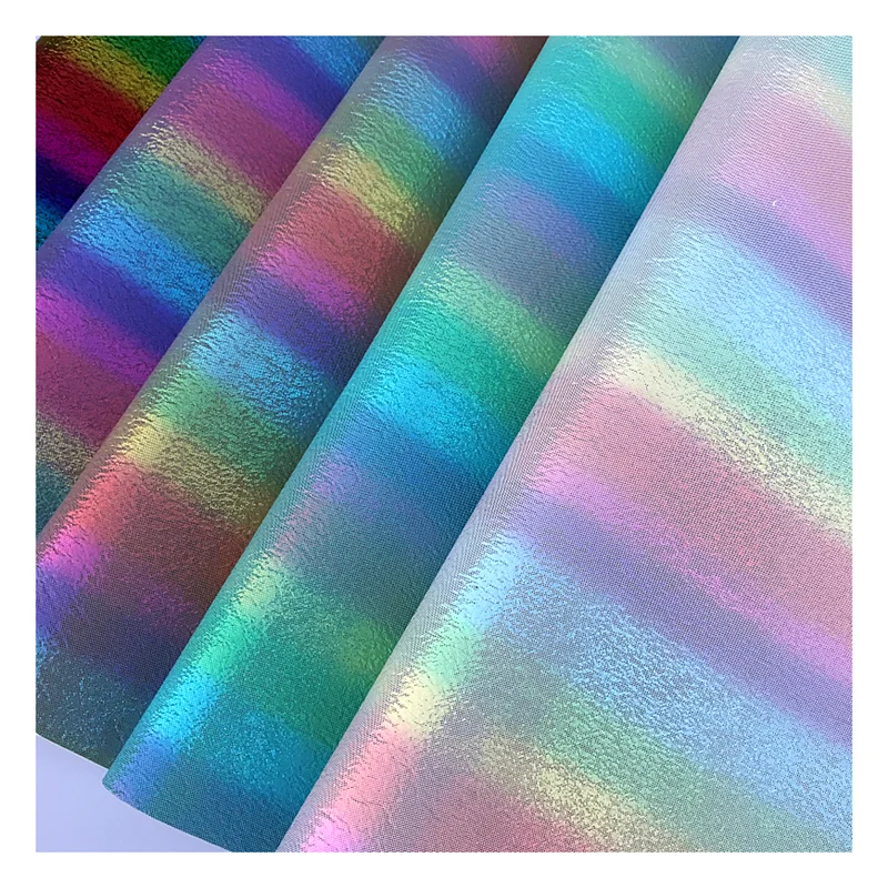 
Matte rainbow pu holographic leather fabric pu material for handbags 