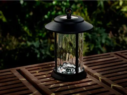3 in 1 Stainless steel Solar Black Glass lens for outdoor patio walkway landscape lighting solar led hanging lantern light