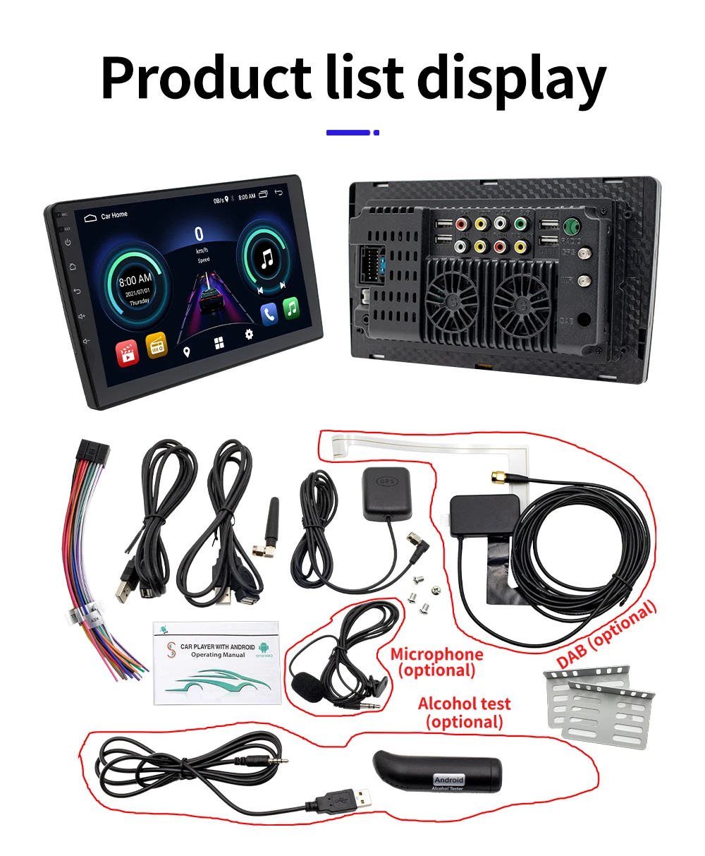 Universal Android Radio For Car 7' 9'10' Multimedia Player Stereo With Carplay WIFI GPS EQ FM Autoradio