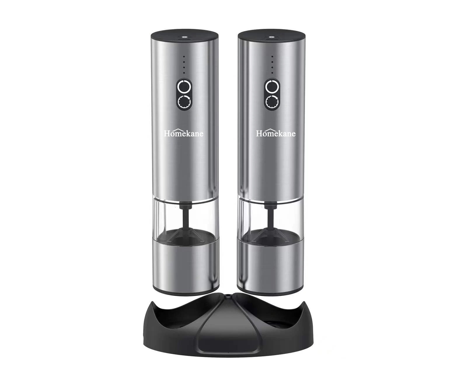 Homekane Built-in Battery Powered USB Rechargeable Stainless Steel Salt and Pepper Grinder Mills