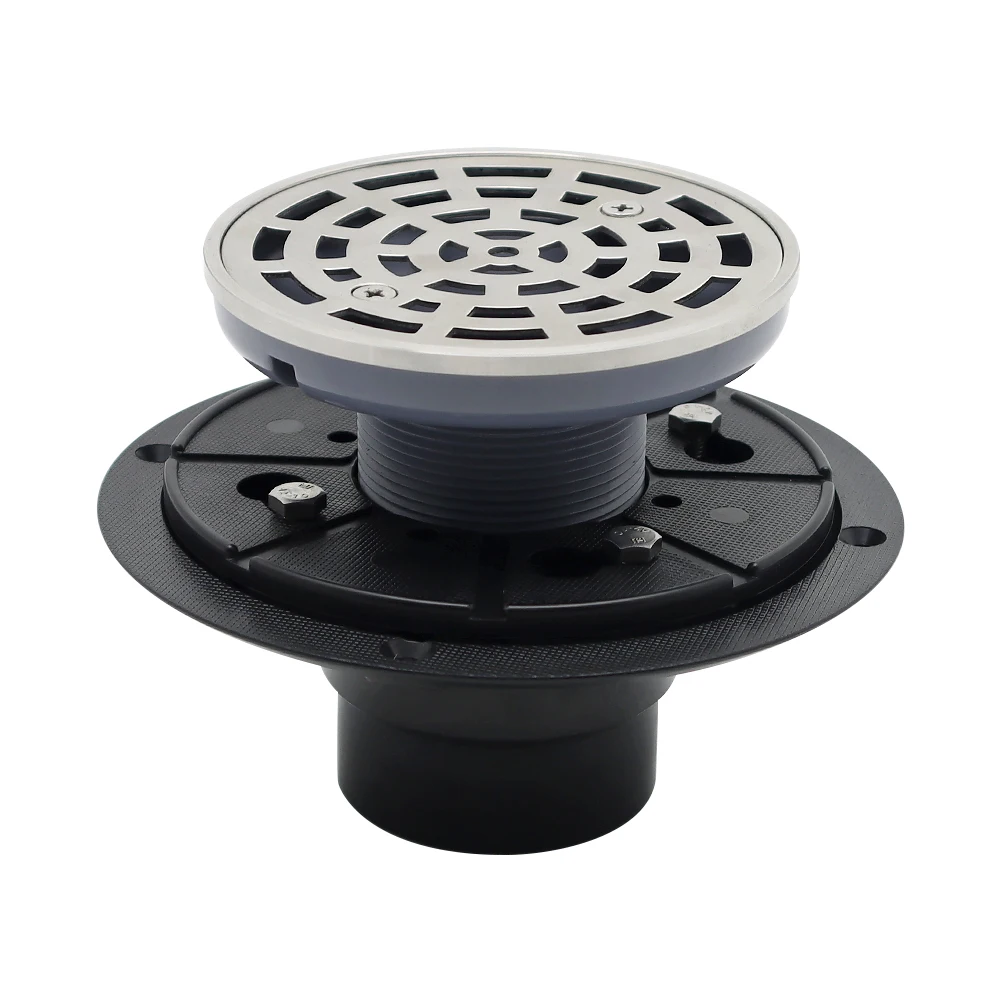 New Arrival 304 Stainless Steel Cover ABS Brushed Shower Floor Drain Flange Design For Bathroom Round Shower Drain