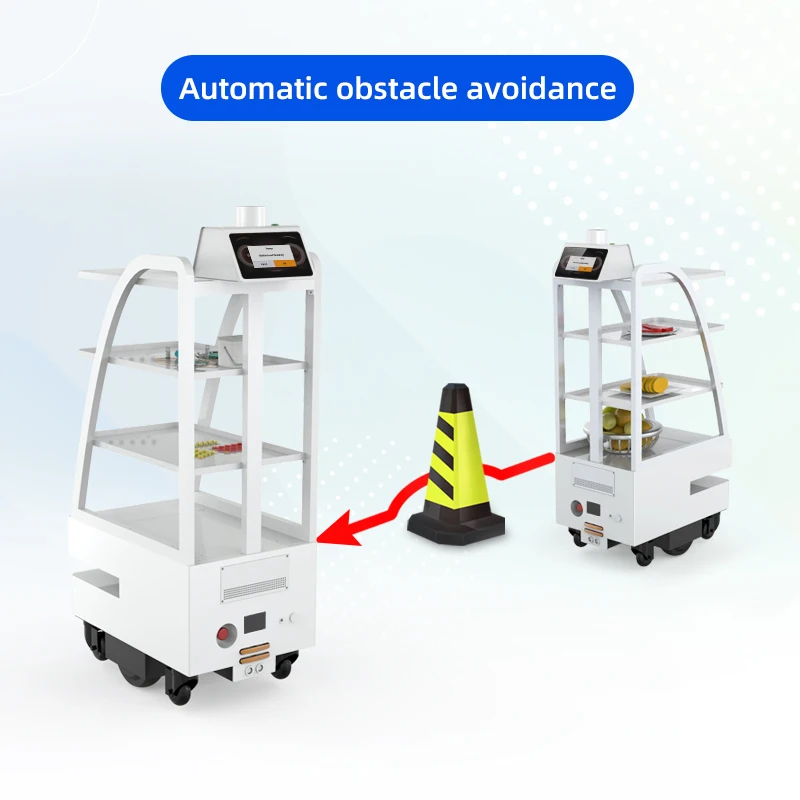 Autonomous Food Robot Hotel Needs Robotic Service Waiter Use For Food And Dish Delivery Intelligent Remote Control