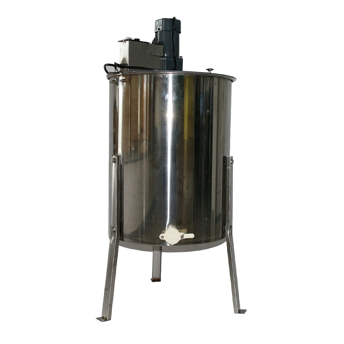 Electric honey extractor stainless steel, 4 frame honey extractor with white plastic honey gate
