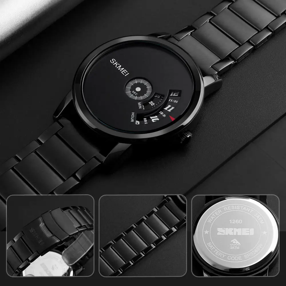 New arrival elegant skmei 1260 brand waterproof men Wristwatch japan movt quartz Wrist Watch stainless steel back jam tangan