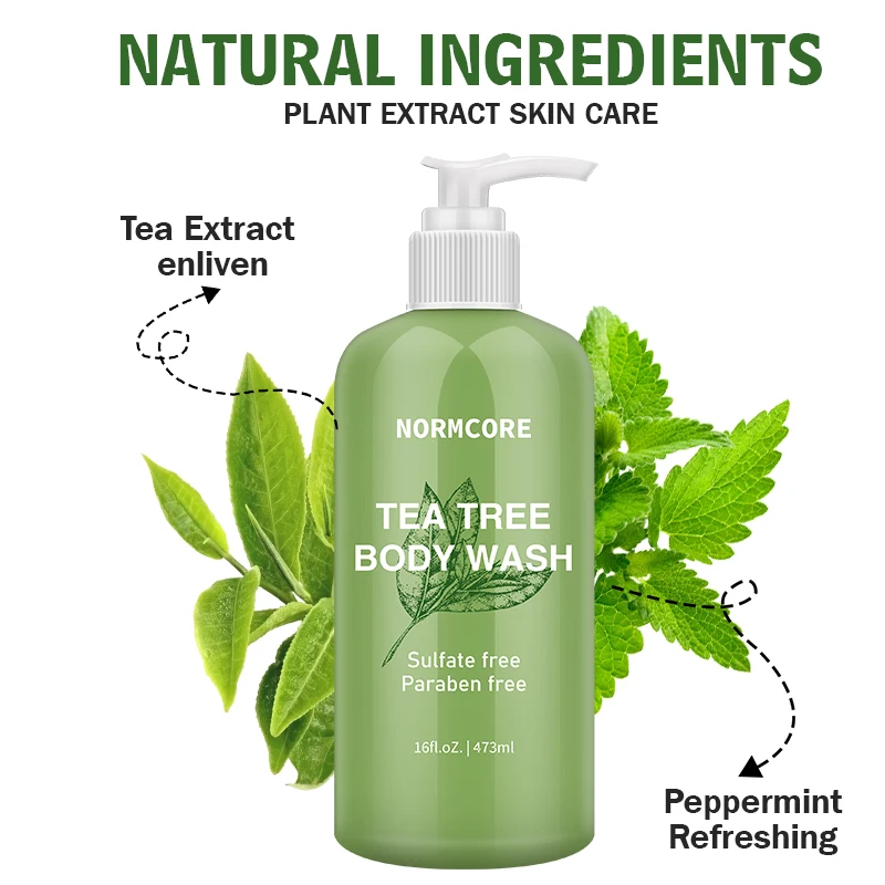 Liquid Soap OBM Therapeutic Mint Remedy Soap Body Wash Perfume Wash & Body Green Tea Tree Peppermint Aloe Vera Shower Gel 500ml