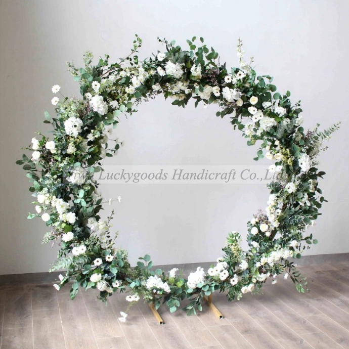 
LFB1428-1 9ft peach wedding arch backdrop flower ball artificial rose and hydrangea flower garland for stage decoration 