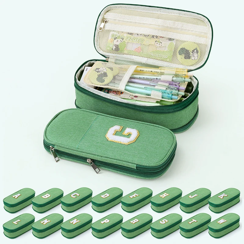 Hot Selling Large Capacity Multi-Layer Simple Pen Case High Appearance Junior High School Student letters pencil pouch bag case