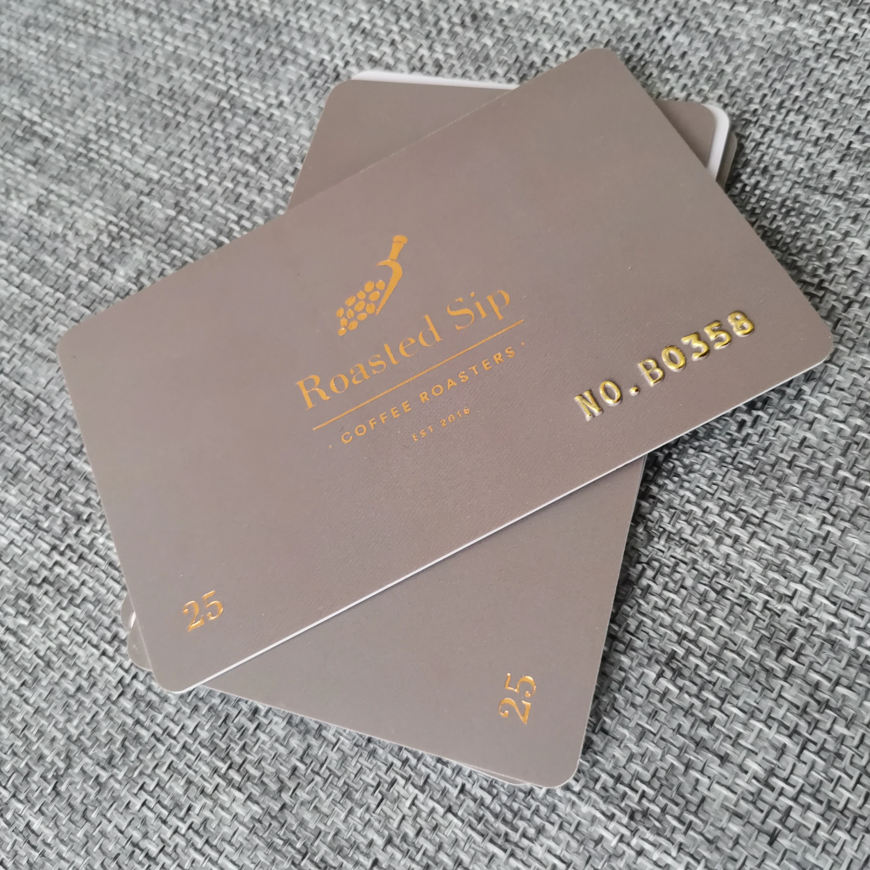 Plastic PVC gold/silver foil embossed number business cards