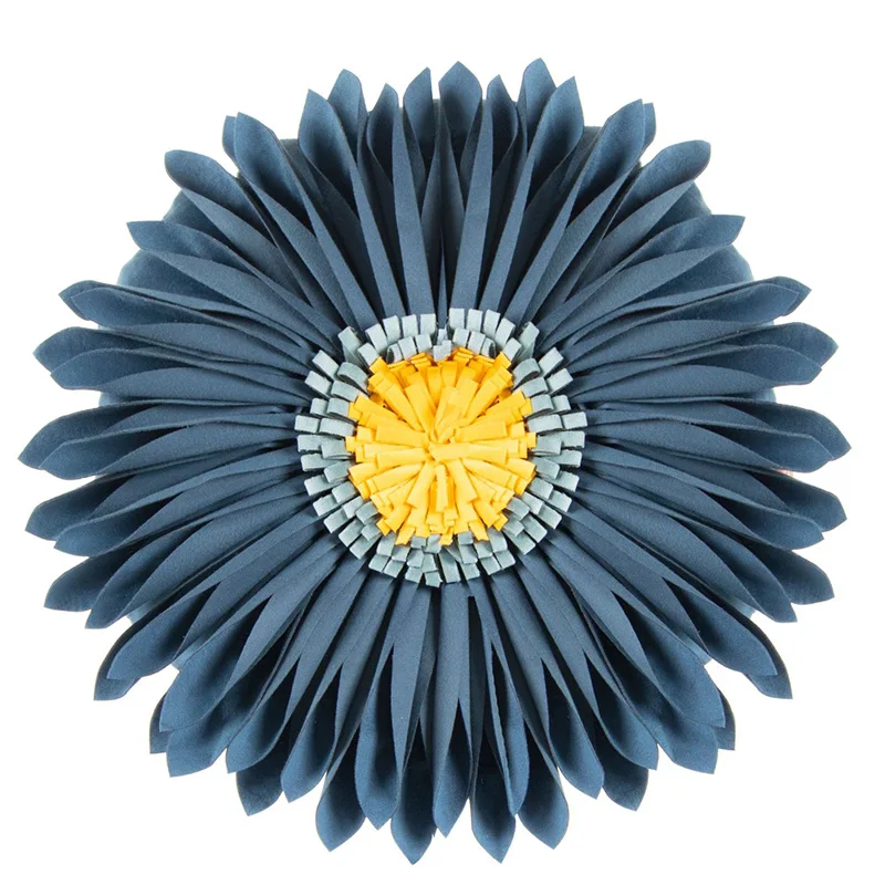 Velvet Colorful 3D Sunflower Throw Round Pillow Cover Handmade Pillowcase Cushion Cover Home Decorative