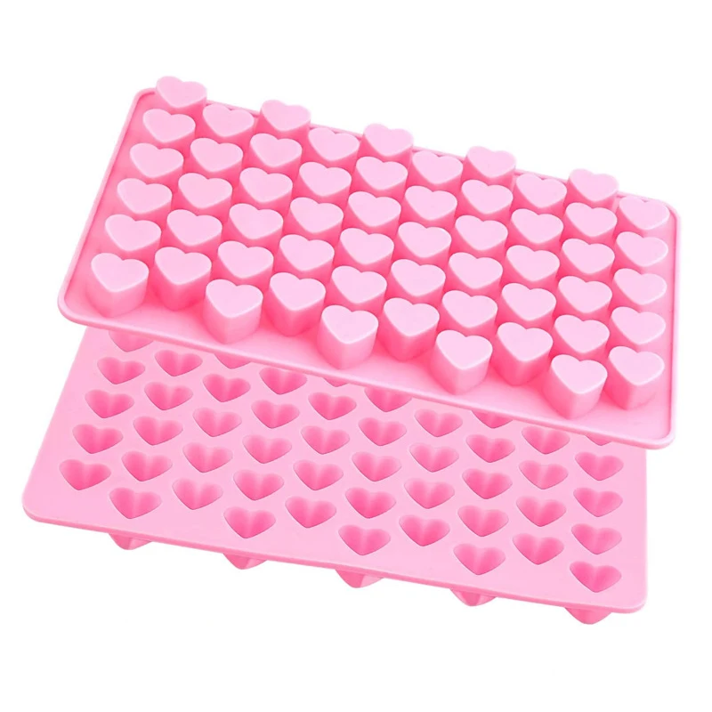 Eversoul 55-Cavity Silicone Reusable Candy Chocolate Molds Mini Heart Shaped Silicone Molds For Cake Tools