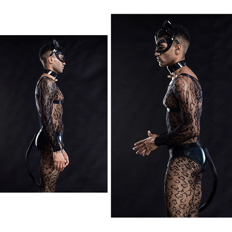 Hot Selling Lace Perspective fishnet Body Stocking sexy leather bondage lingerie for men online