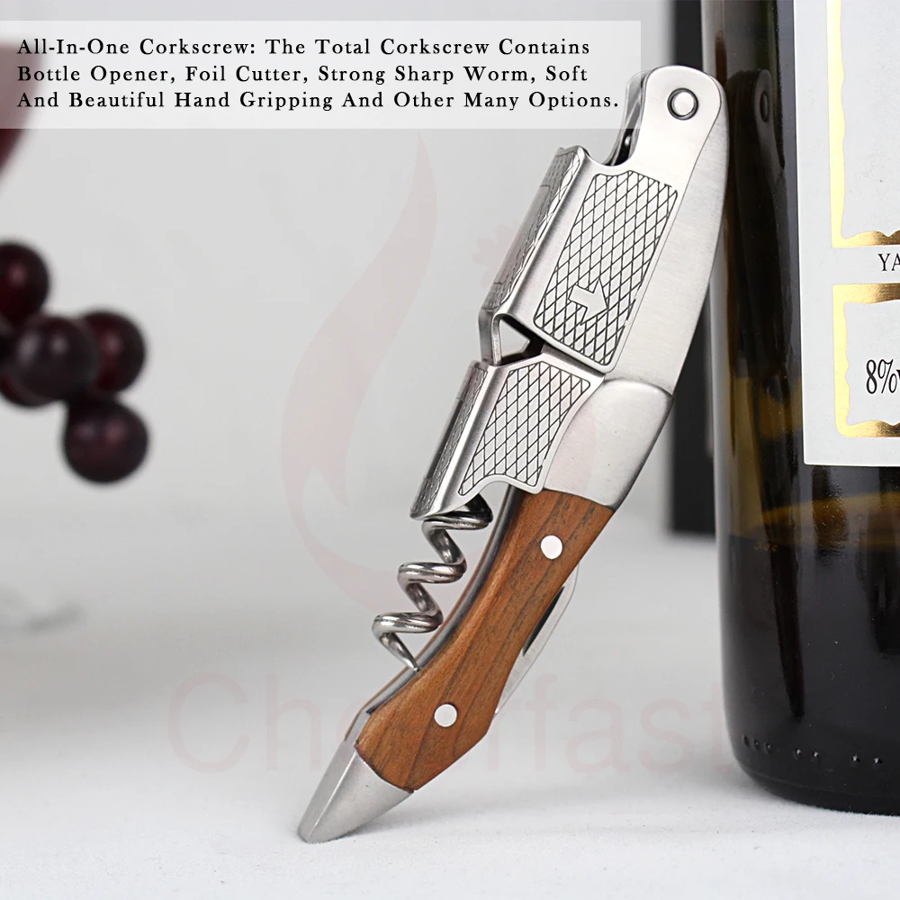Halloween Day gift all in one wood mahogany wine corkscrew opener professional waiters wine