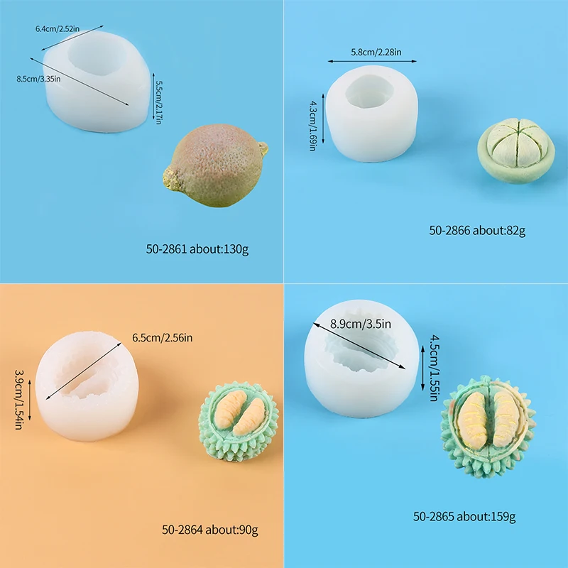 Lemon Durian Mangosteen Fruits Silicone Resin Mold Mousse Cake Chocolate Mold DIY Candle Aromatherapy Soap Casting