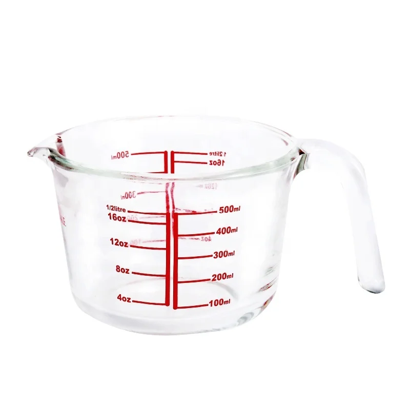 250ml/1000ml High borosilicate glass measuring cup with handle glass measuring jar
