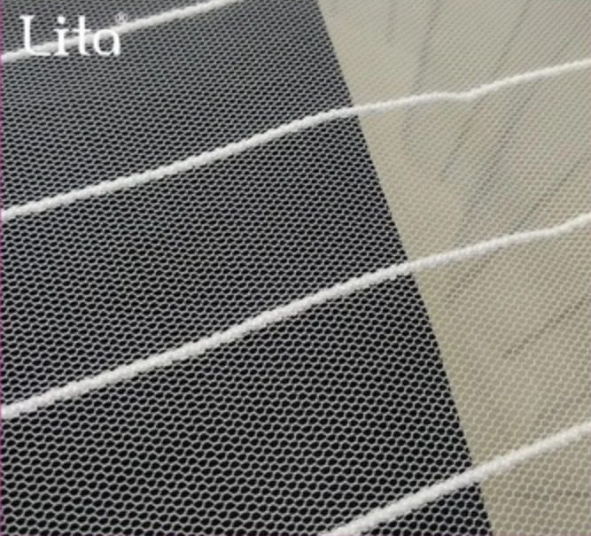 Качественная нейлоновая сетчатая ткань в полоску, основовязаная сетчатая ткань