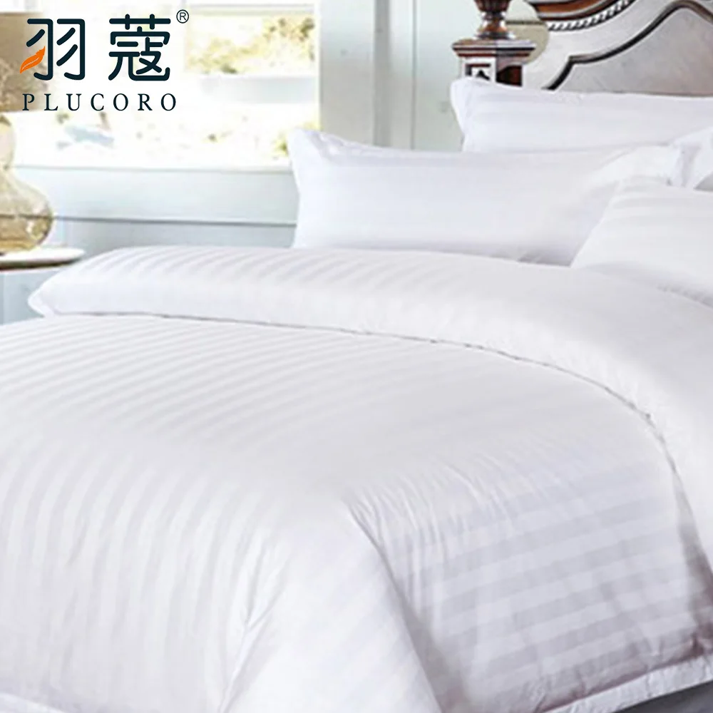 3cm Stripe Hotel Linen Set 100% Cotton 300T Hotel Bed Linen Sheets Stripes Wholesale
