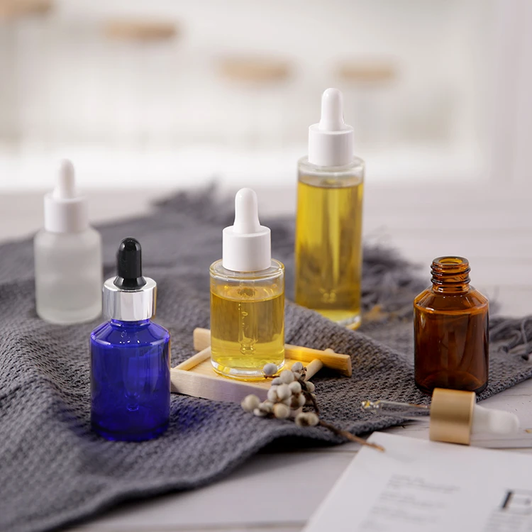 Sale Glass Cosmetic Packaging 30ml 1oz Frosted Clear Empty Liquid Beard Essential Oil Serum Dropper Glass Bottle for Amazon