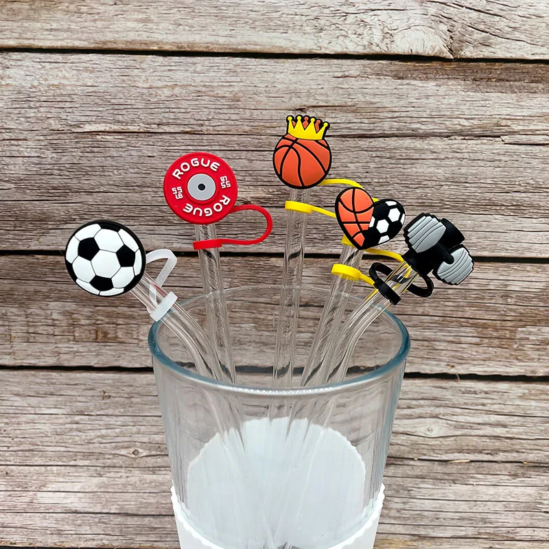 Hot Selling 8mm soft silicone straw topper cover popular yellow series anime flower sport drinking cat summer straw toppers