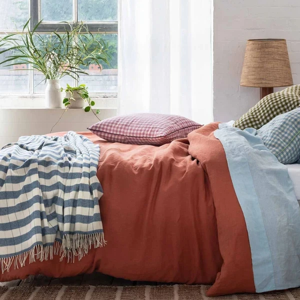 GOTS Certificate Ultra Soft 100% Orginal Flax Linen Bed Sheet Set 100% French Linen Duvet Cover Set