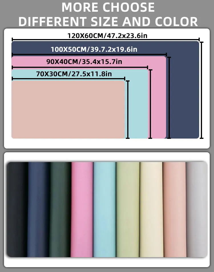Custom deskmat Any Size Double-sided waterproof PU leather computer desk mat mouse