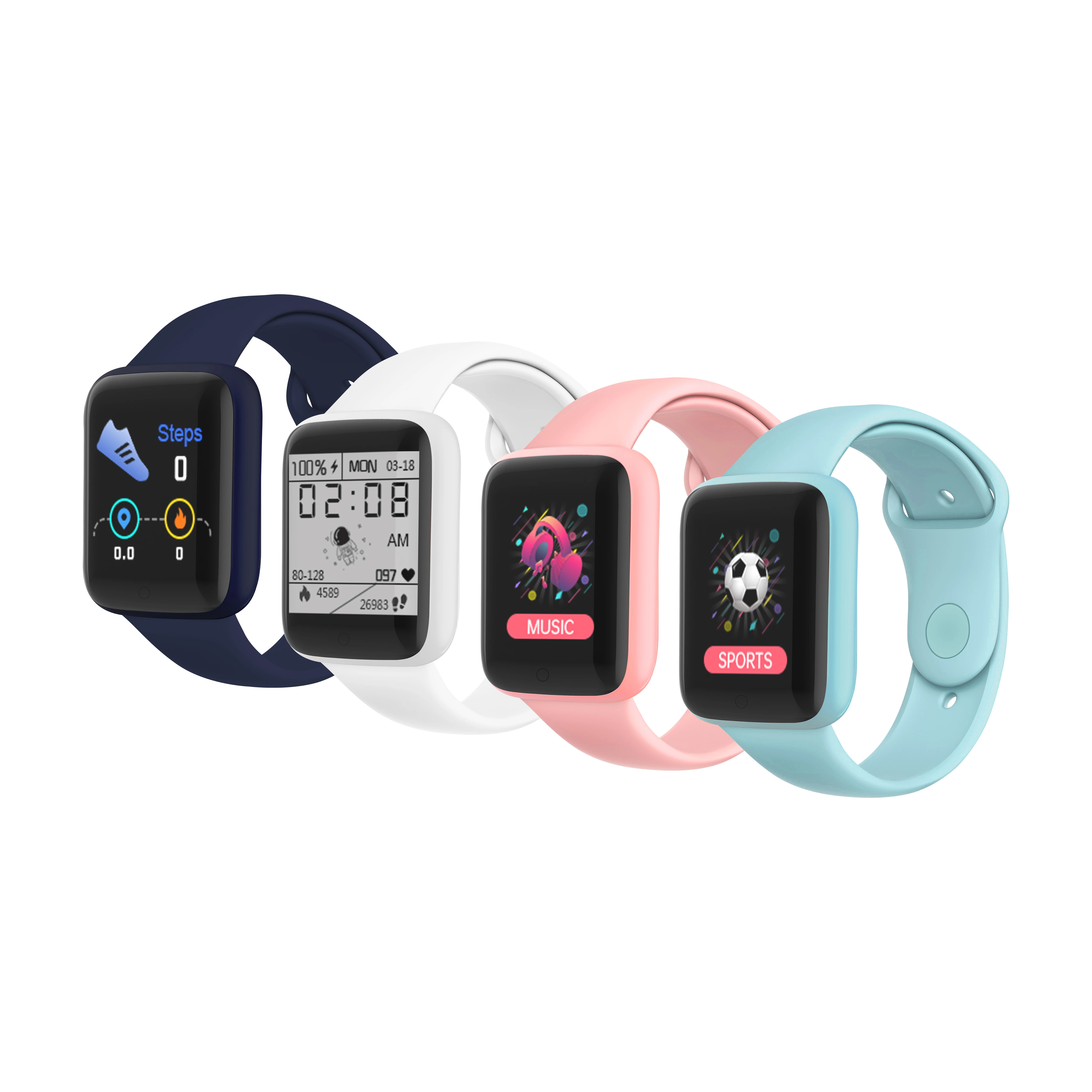 New upgrade D20 Smartwatch fitness tracker ios android phone smart wristband watch Y68 macaron color watch