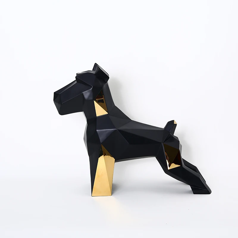 
Fashional Geometric Sculptures Customized Color Ornaments Dog Figuries For Metal Home Decor 