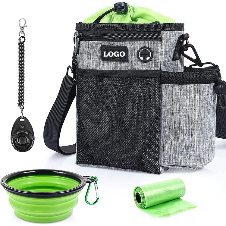 Pet Travel Kit Waist Fanny Bag Dog Walking Training Bag with Water Bottle Holder and Shoulder Strap