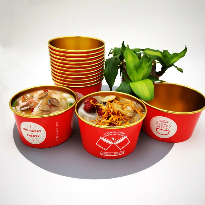 Wholesale Custom Printed Disposable Restaurant Kraft Paper Noodle Black Disposable Soup Bowls
