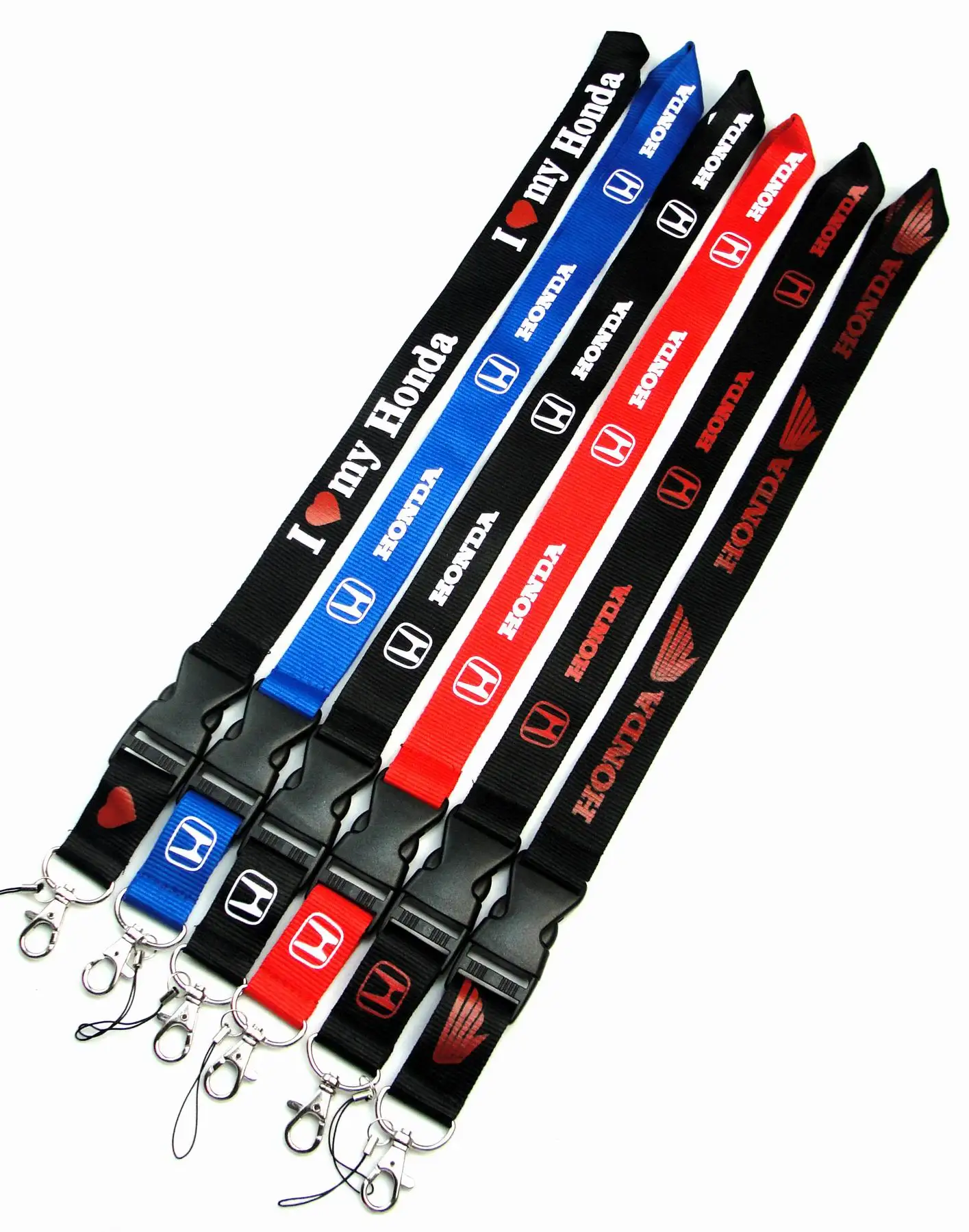 Custom Car Logo Holder Fabric Lanyard Embroidery Carabiner Short Strap Whistles Cartoon Sublimation Motorcycle Keychain