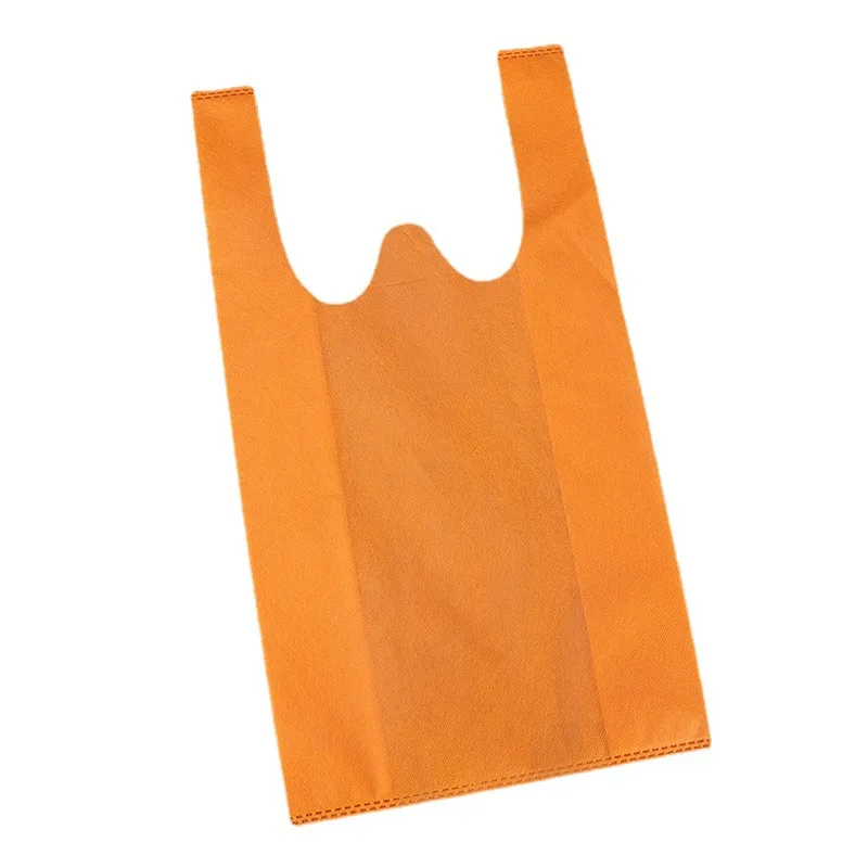 2022 Hot Selling cheap price colorful eco-friendly non woven t-shirt bag supermarket w d cut carry-out bags