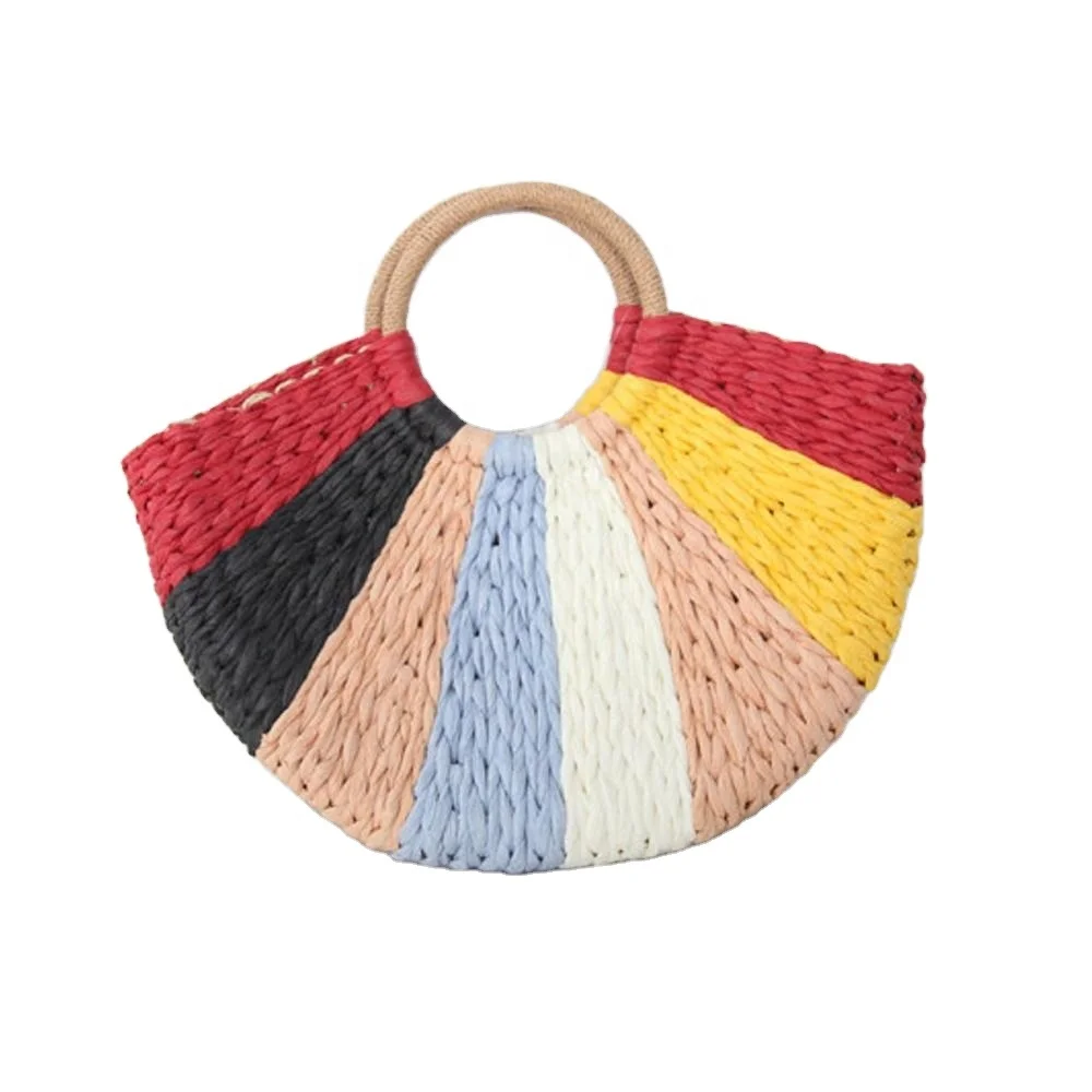 hand woven paper straw Fashion Women hand Bag