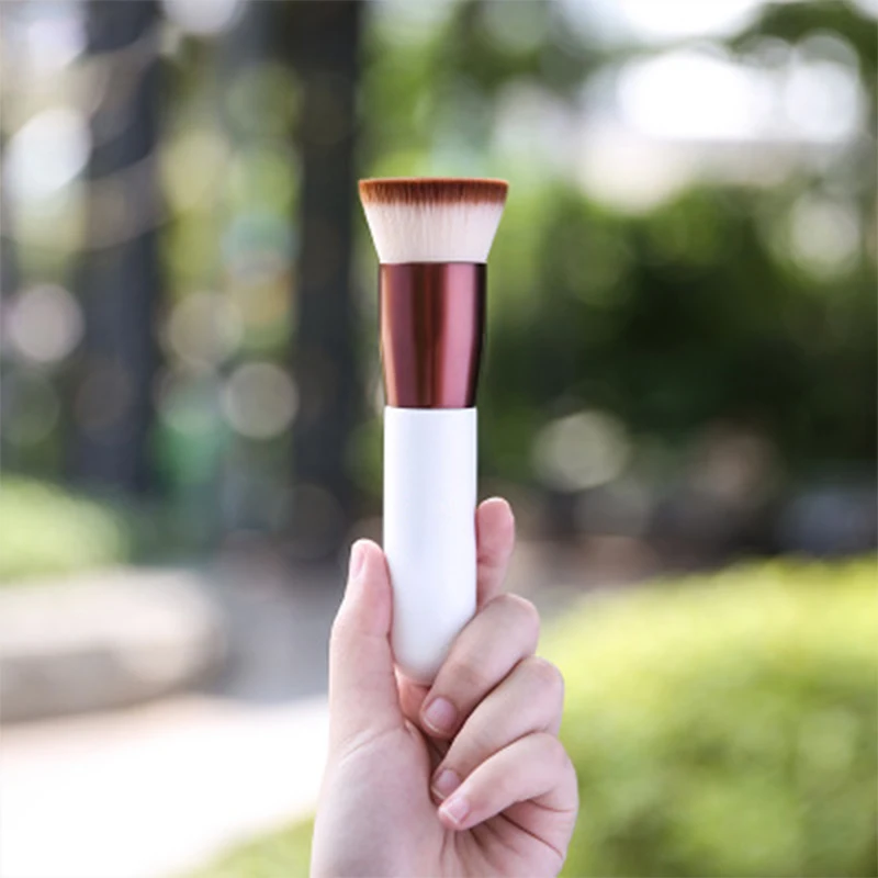 ZYF#209 single flat top white wooden handle foundation brush makeup beauty tools for BB cream brush make up