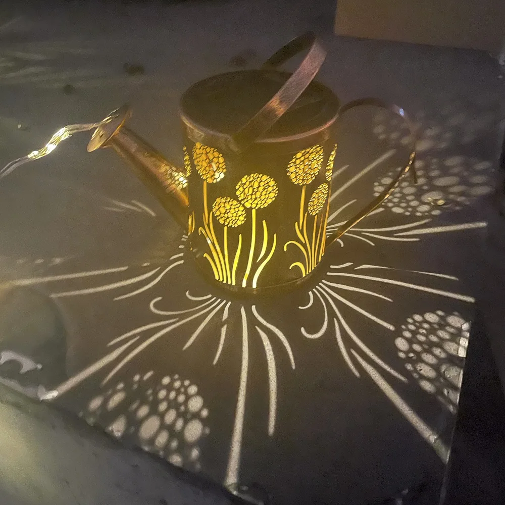 Solar LED Courtyard Lights String Kettle Watering Can Pot Hollow Shadow Garden Lawn Lamp Landscape Decoration