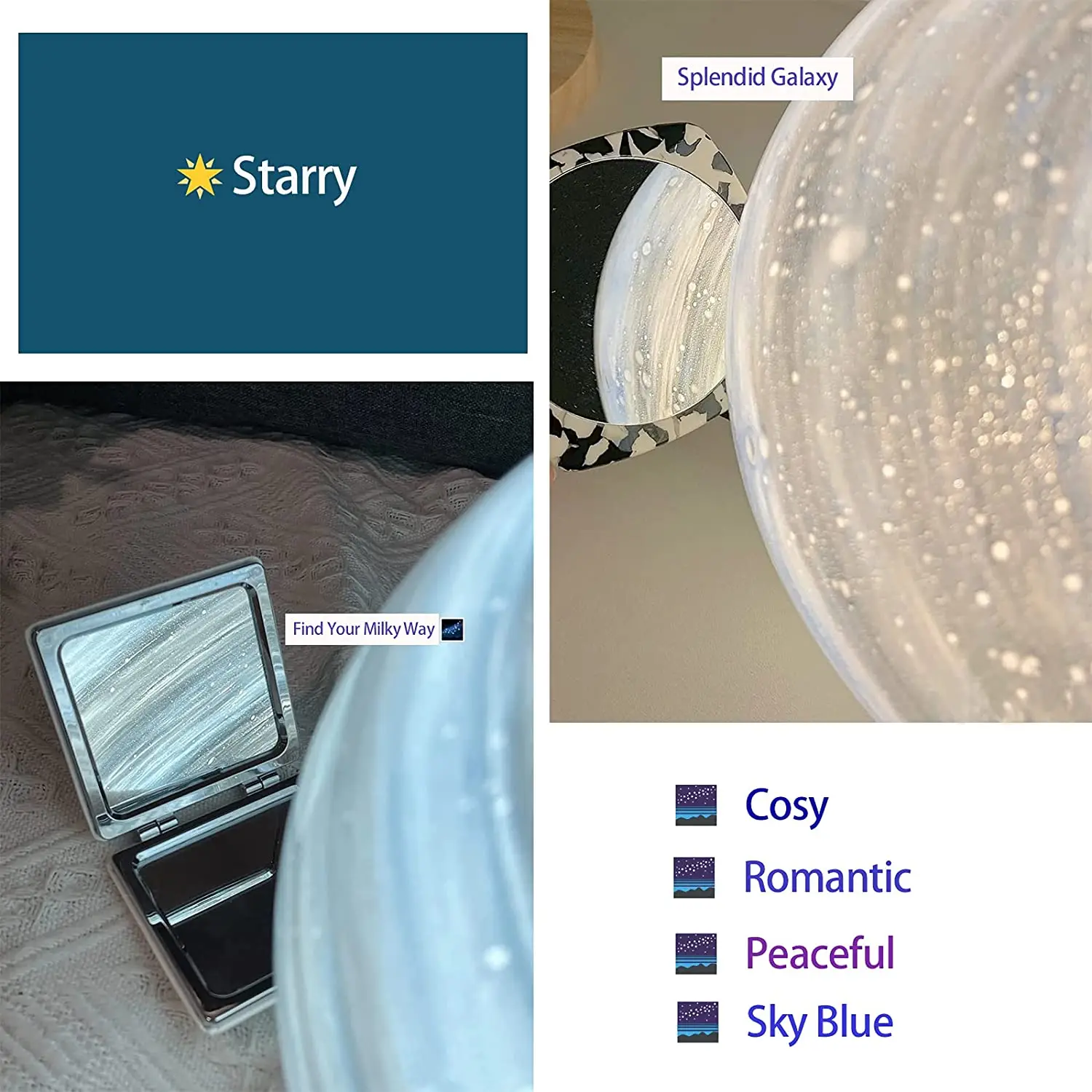 Kids Gift Handmade Glass Planet Milky Way Lamp Night Light Moon for Home Decor