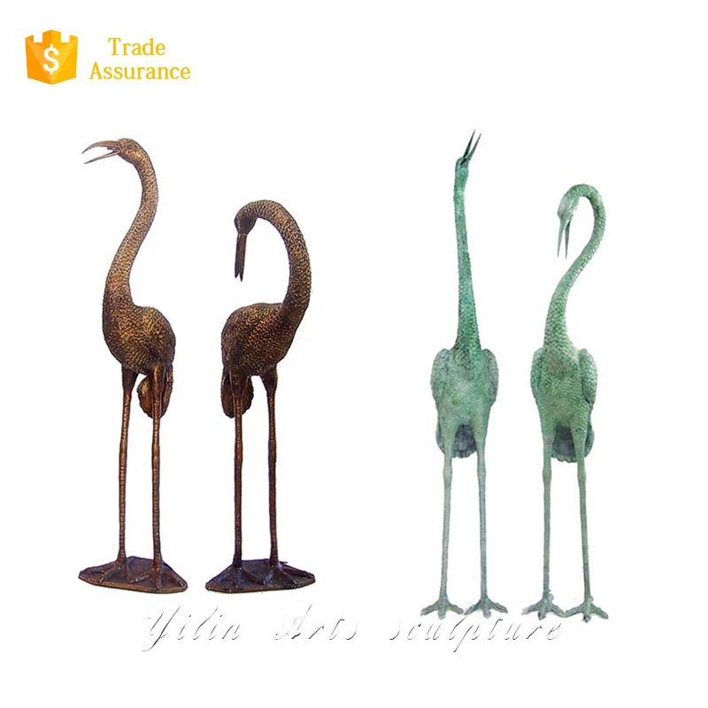 Bronze Metal Crane in Garden Sculpture Bronze Bird Statue