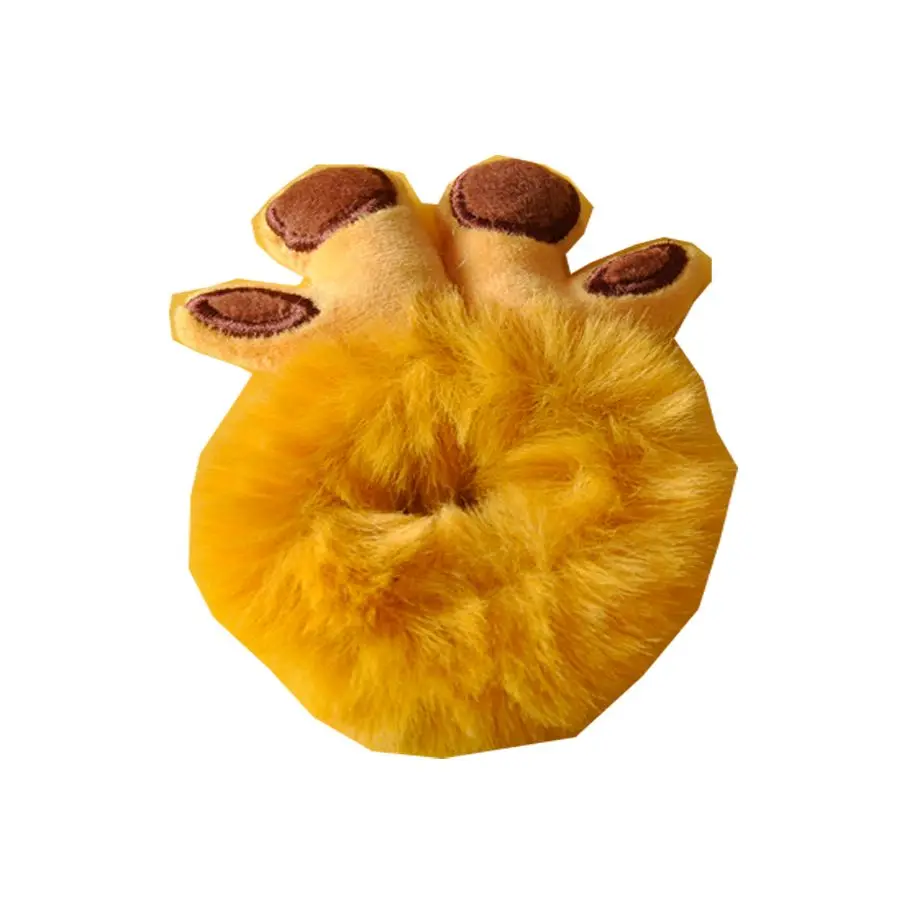 Factory price reusable furry ponytail holder cute yellow giraffe fluffy hair scrunchies