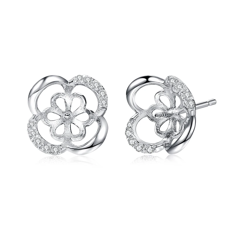 925 silver jewelry pearl accessories stud earrings mounting for girls for women