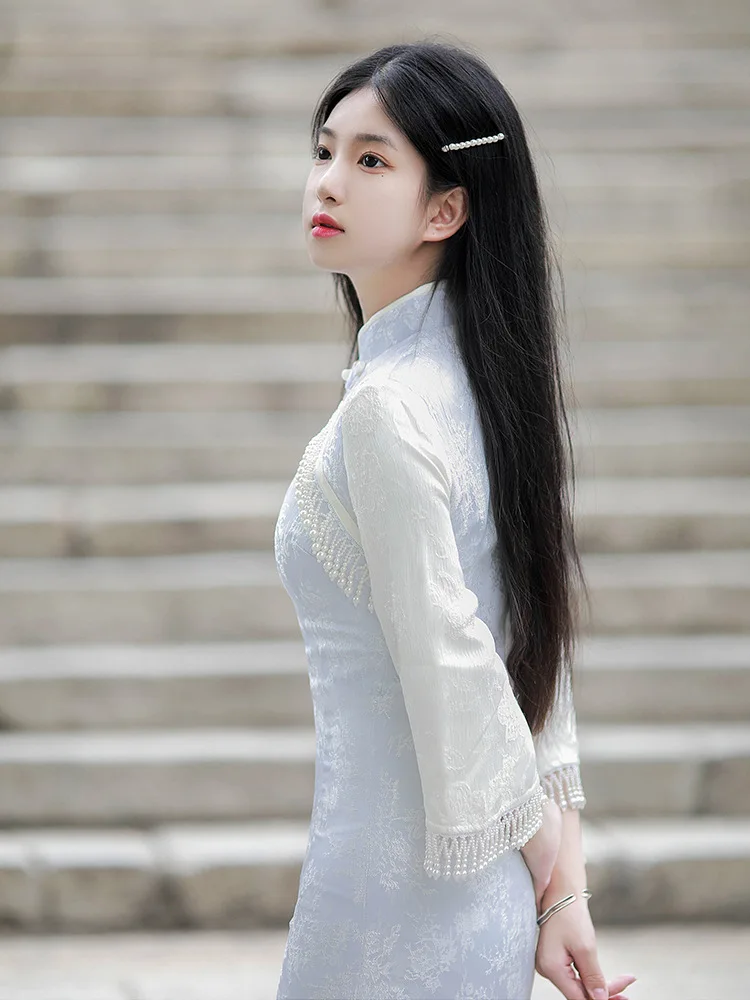 Summer hot sell slim fit vintage merah chinese traditional embroidered dresses chinese traditional dress qipao