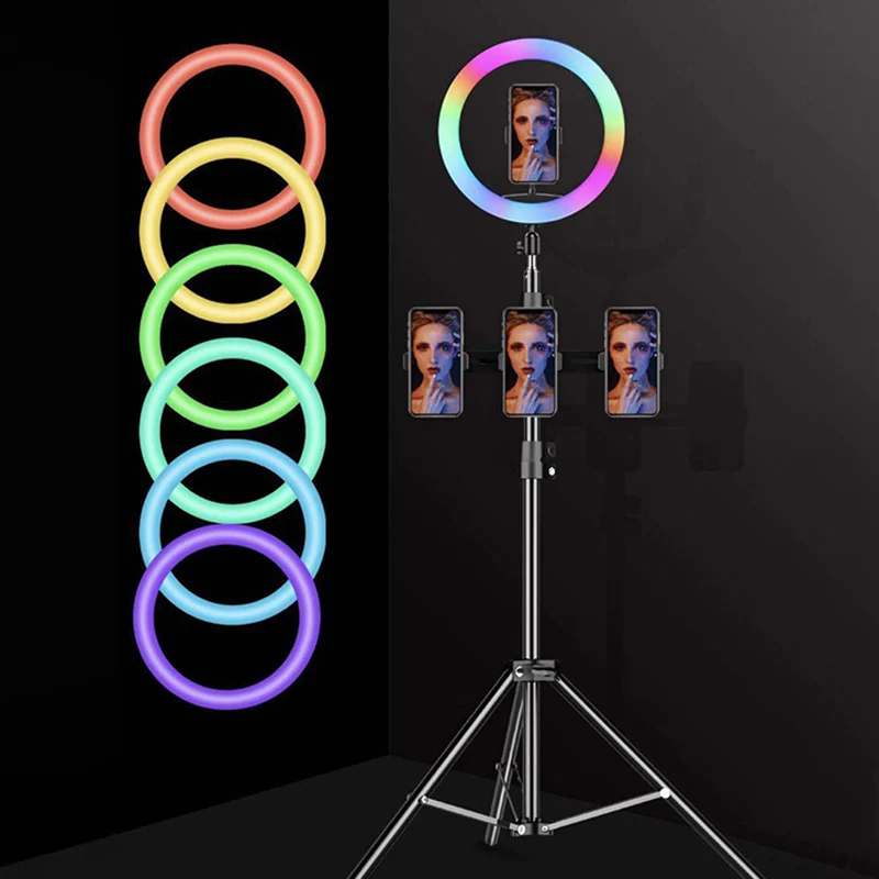 Led Light Portable  Foldable Table RGB Light Phone Holder USB LED Ring Light with tripod stand