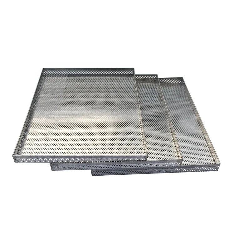 Customized size food grade baking pan tray stainless steel perforated baking sheet