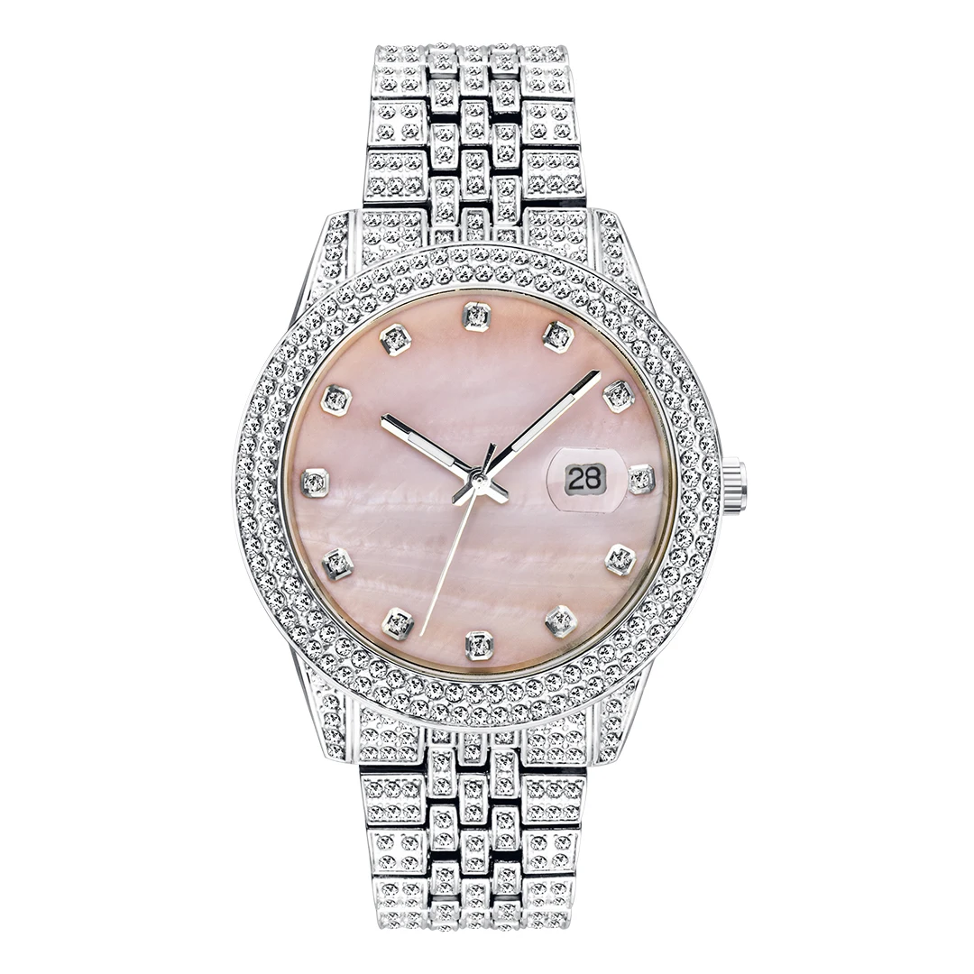 New Iced Out Watch Bling Bling Watch Quartz Gold Hip Hop Wrist Watches With Micro Pave Cz Stainless Steel Wristband Clock Hours