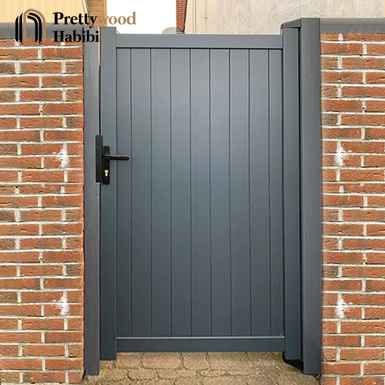 Prettywood Custom Modern Design Automatic Pedestrian Walkway Aluminum Single Swing Gate