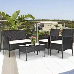 Cheap 4 Pieces Wicker Rattan  Outdoor Furniture Sale Set Garden Rattan Patio Sofa Outdoor Rattan Furniture Factory Whole Sales