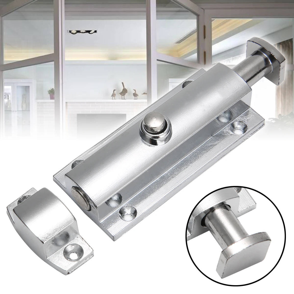 XK1005 3.5 inch Hotel Office Home Security Lock Chrome Window Security Press type Bolt Door Lock Latch Gate Cabinet Latch