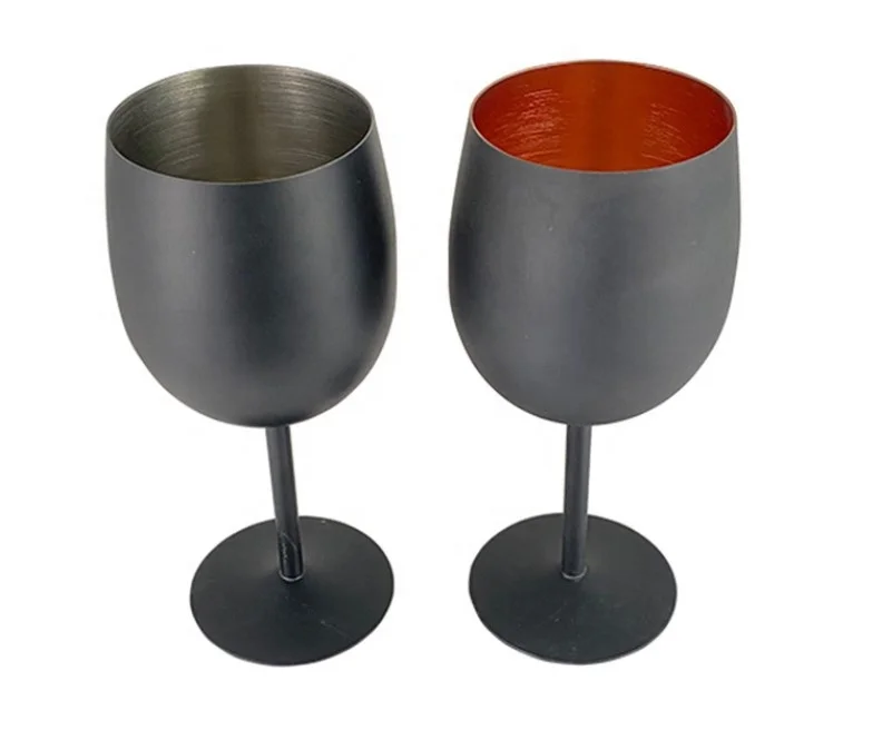 wholesale popular metal red wine glass goblet 350ML Black custom stainless steel wine glasses wine glasses